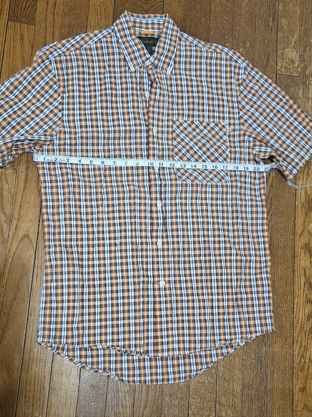 Timberland Men's  Short Sleeve Plaid Button Down Shirt 100% Cotton/size S - Picture 10 of 13